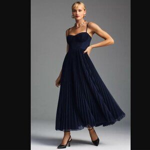 Hutch Amara Bustier Pleated Tulle Fit & Flare Midi Dress